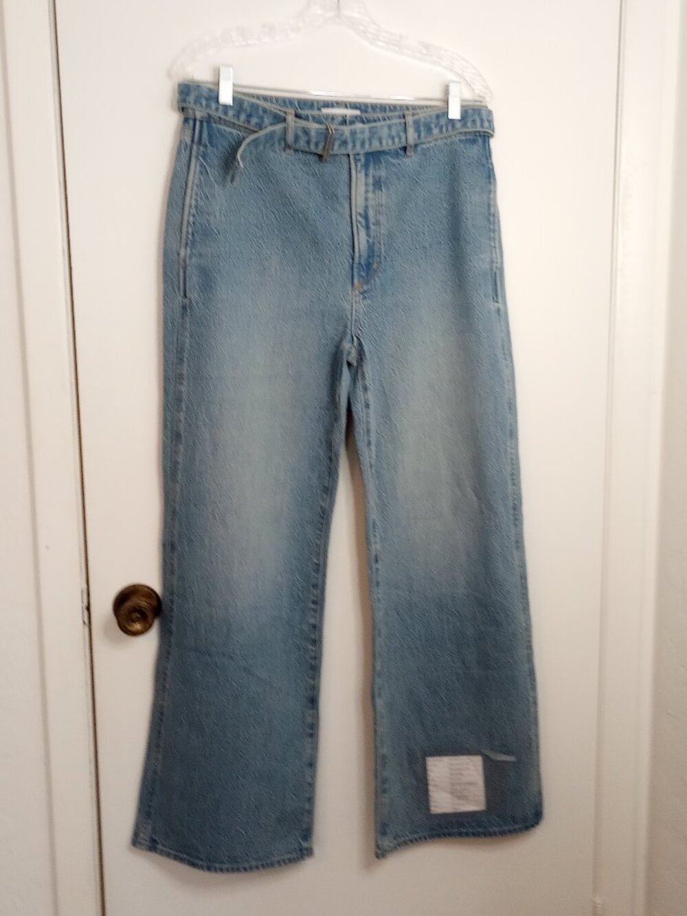 Loft Rivete Belted High Rise Wide Leg Light Wash Jeans 29/8 NWOT - Picture 2 of 10